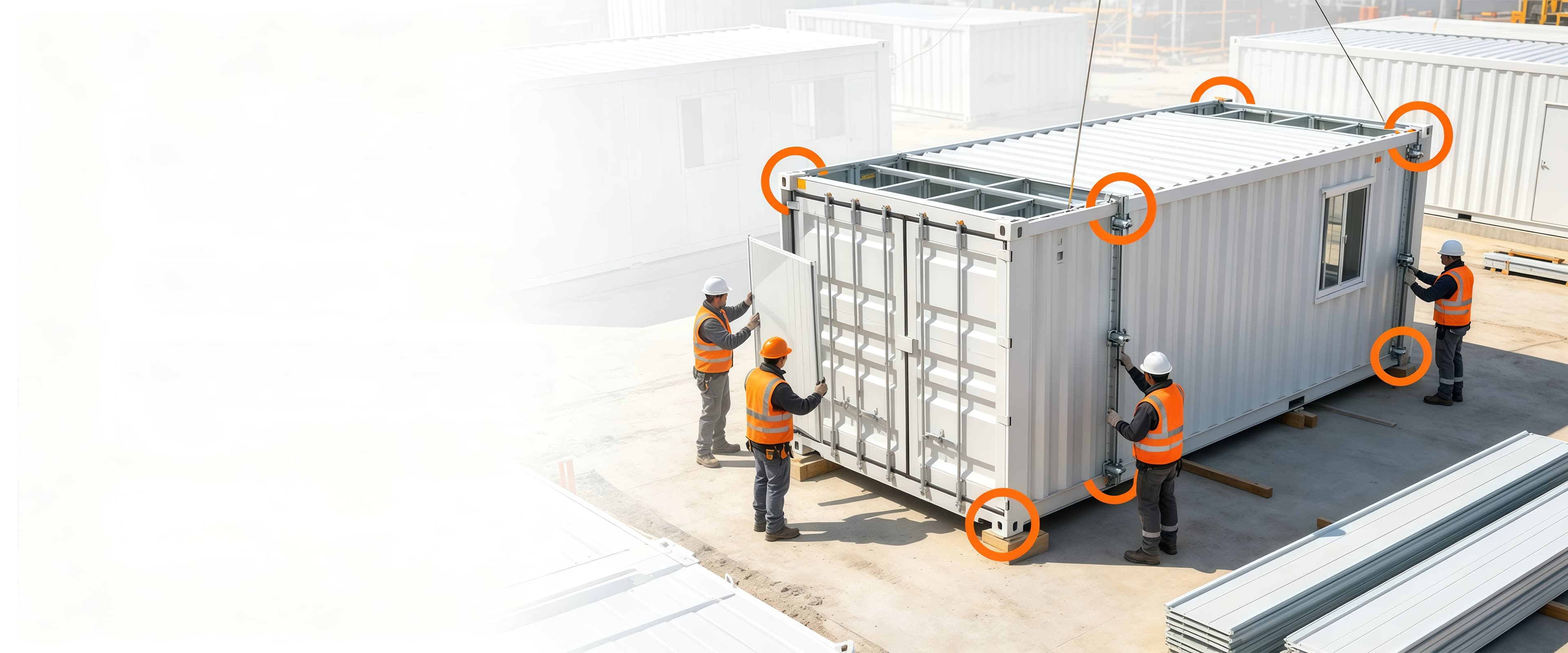 Container house assembly with structural connection details
