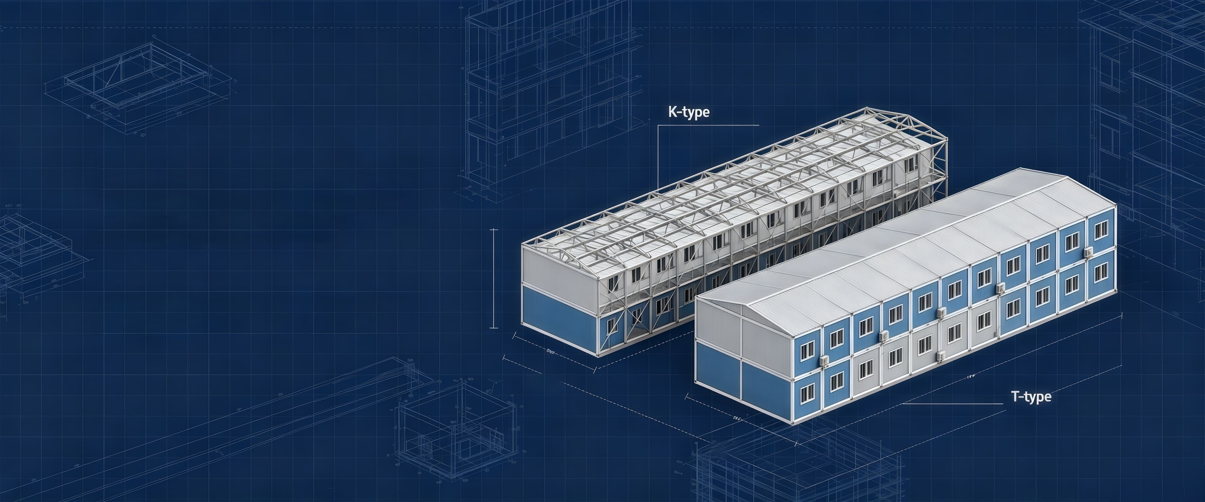 K-Type and T-Type prefabricated building structural diagrams